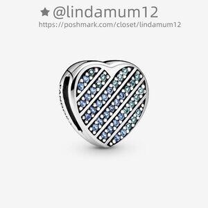 Pandora Blue Pavé Heart Clip Charm